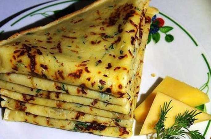 блинчики с сыром и зеленью